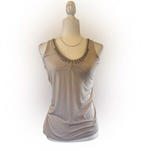 White House Black Market Cream Embellished Tank Top Size XS